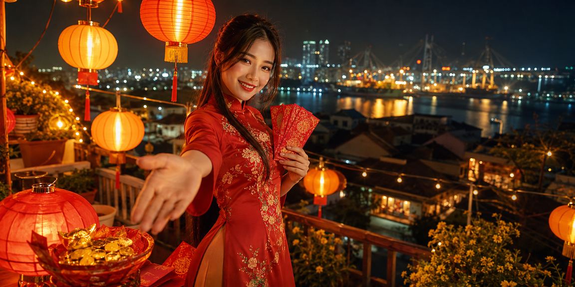 Chợ đêm Hải Phòng với phong bao đỏ gợi không khí ưu đãi voucher