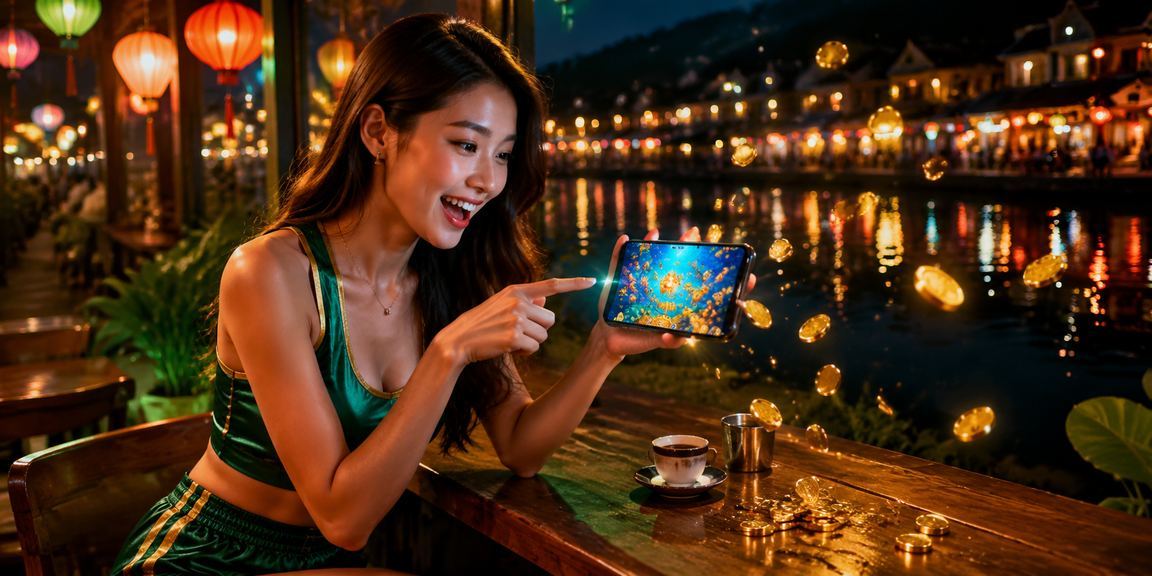 Người dùng tại Huế xem trang giải trí 953 trên điện thoại trong quán cà phê
